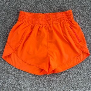 Women's Bright Orange High Rise Athletic Shorts